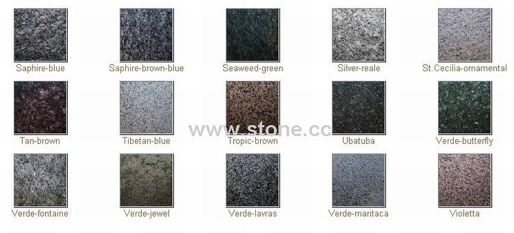 Granite Slab. G687, G664, G663, G635, G611, G562, G670, G603, G682, G636, G640, G614, Sunset Gold, Ubatuba, Absolute Black, Tropical Brown, Madura Gold, Kashmir
