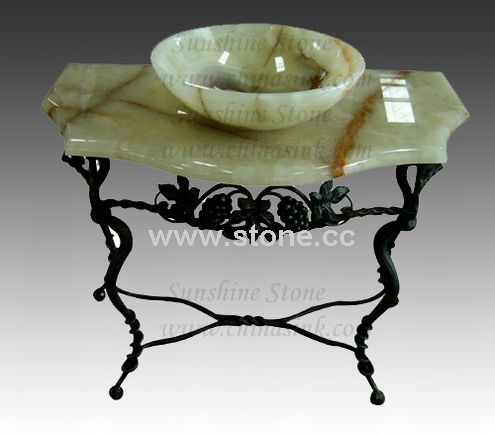 Green Onyx Sinks with Iron Stand Green Onyx Sinks with Iron Stand