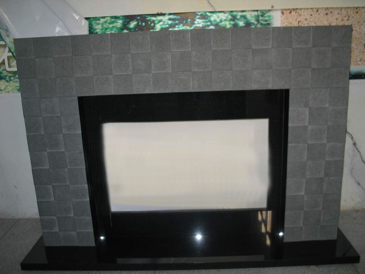 Stone Fireplace Shanxi Black Bushhammered Stone Fireplace Shanxi Black Bushhammered