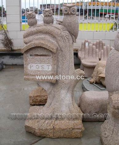 Carved Stone Postbox (Dark Yellow) (G682)
