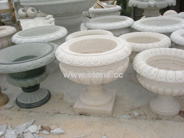 Carved Stone Flowerpot Carved Stone Flowerpot