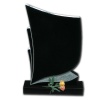 black granite headstone with carved roses