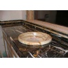 Black Gold Marble Vanitytop Teak Wood Sink