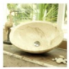 Oval travertine raised bowl
