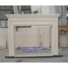white limestone fireplace