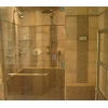 Shower in Noce Travertine Insert Mosaic