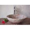 Spring Flower Red Marble Round Vessel