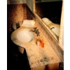 Scabas travertine vanity top, tiles