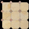 Jerusalem Gold Honed Octagon Red Dot Mosaic