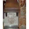 Botticino tumbled marble hood and corbels