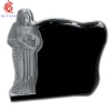 absolute black granite monuments with carved Jesus