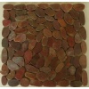 Pebble stone on net,brown falt pebble Pebble stone on net,brown falt pebble