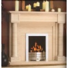 Beige marble fireplace