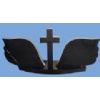 black cross and wing headstone