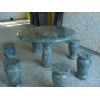 Round table and bench