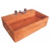 Red travertine sink