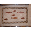 Glass fish tiles inserted kitchen backsplash
