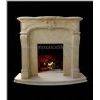 Beige marble fireplace