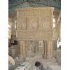 limestone,travertine,marble fireplace,statue,flower pot,carving