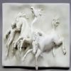 White Marble Horse Relief- MRL-003