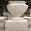 Travertine Striated Vase with Pedestal (PS13) Travertine Striated Vase with Pedestal (PS13)