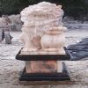 Pink Marble Sitting Lion On Pedestal (SZ152) Pink Marble Sitting Lion On Pedestal (SZ152)